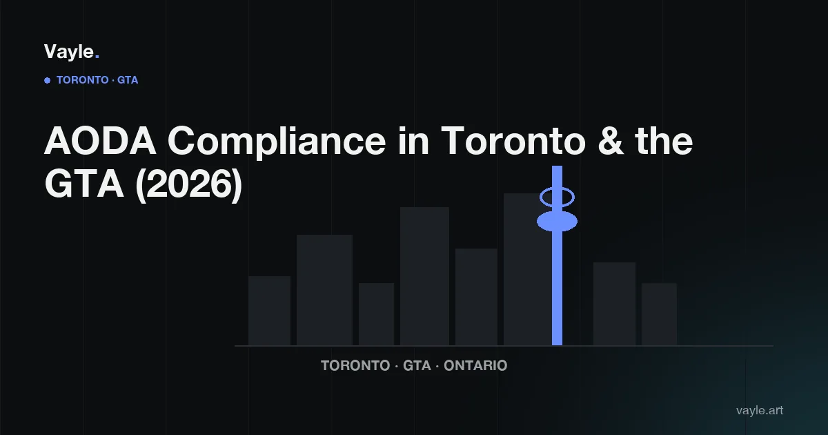 Editorial poster: a minimalist Toronto skyline silhouette with the CN Tower in blue.