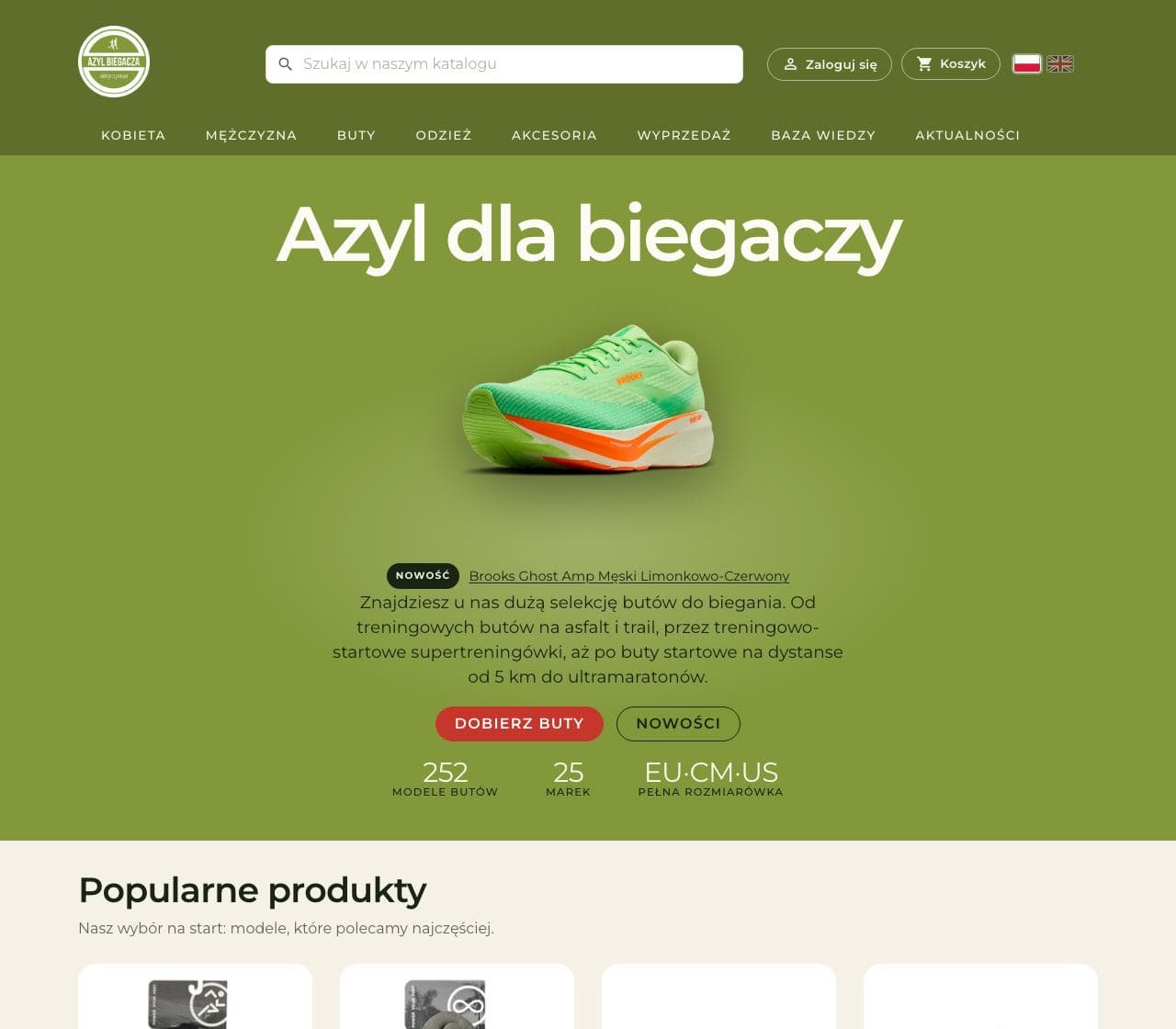 Azyl Biegacza, E-commerce · PrestaShop · Poland