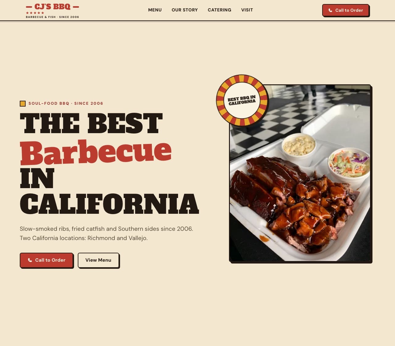 CJ's BBQ website preview