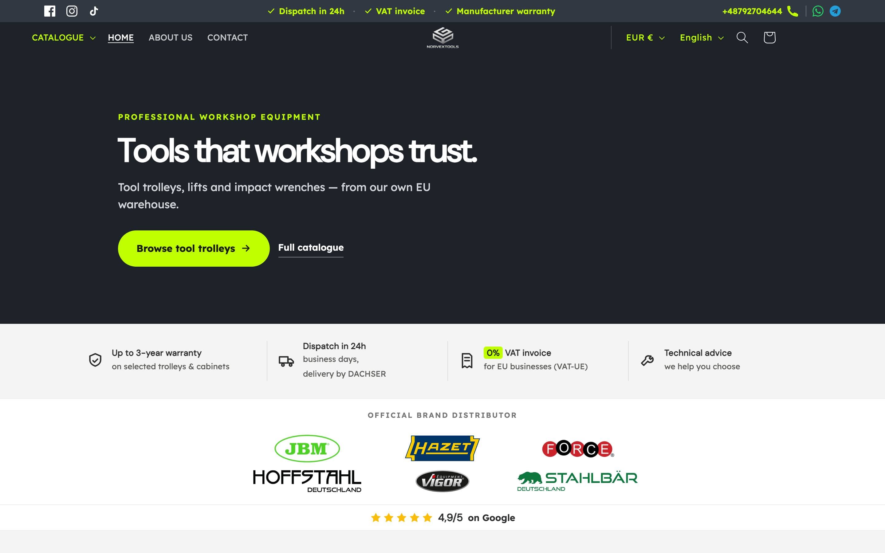 Norvex Tools homepage