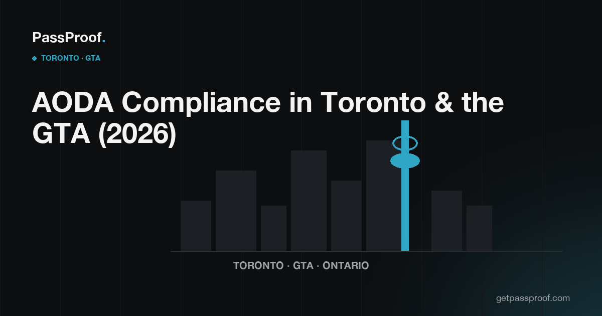 Editorial poster: a minimalist Toronto skyline silhouette with the CN Tower in petrol.