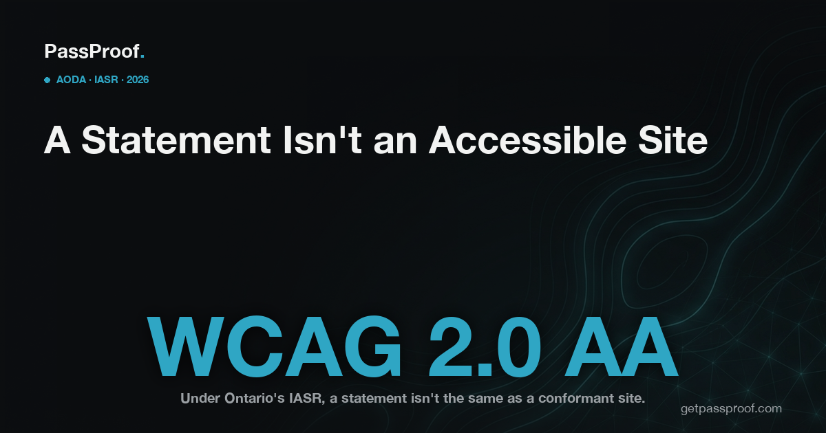 Vayle blog hero: a website accessibility statement is not the same as an accessible website under Ontario's AODA.