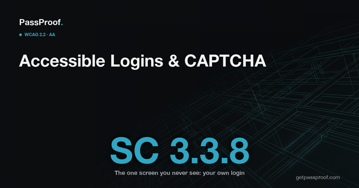 Vayle blog hero: Accessible Authentication under WCAG 2.2 Success Criterion 3.3.8, Level AA, for Ontario website logins and CAPTCHAs